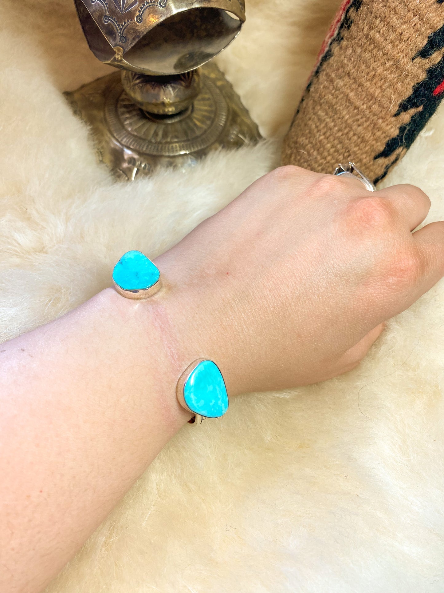 Turquoise 2 Stone Floating Cuff