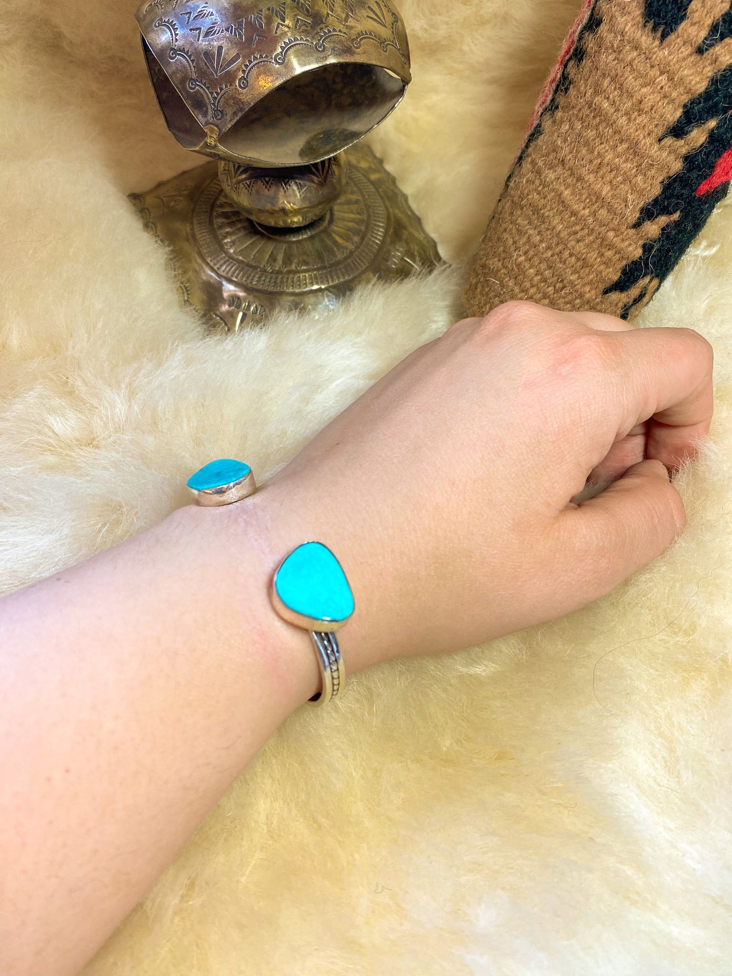 Turquoise 2 Stone Floating Cuff